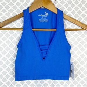 NWT Free People Intimately FP Strapped In Crop Top in Neon Blue